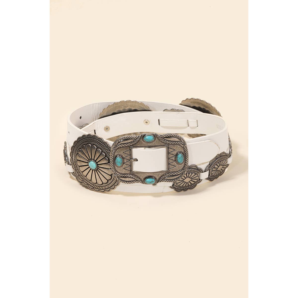 Faux Leather Concho Western Belt