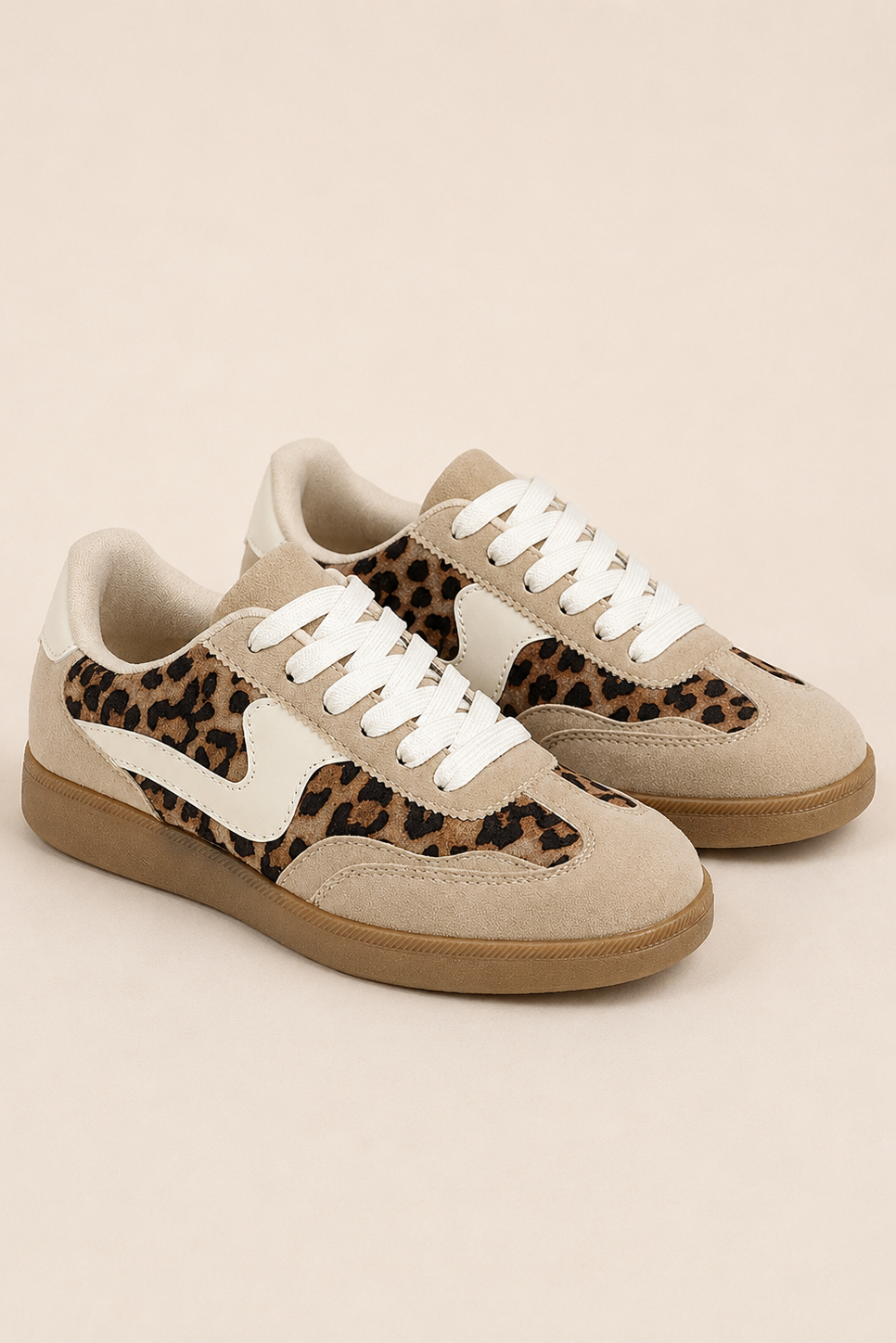 Leopard/Gold Lace Up Womens Sneaker