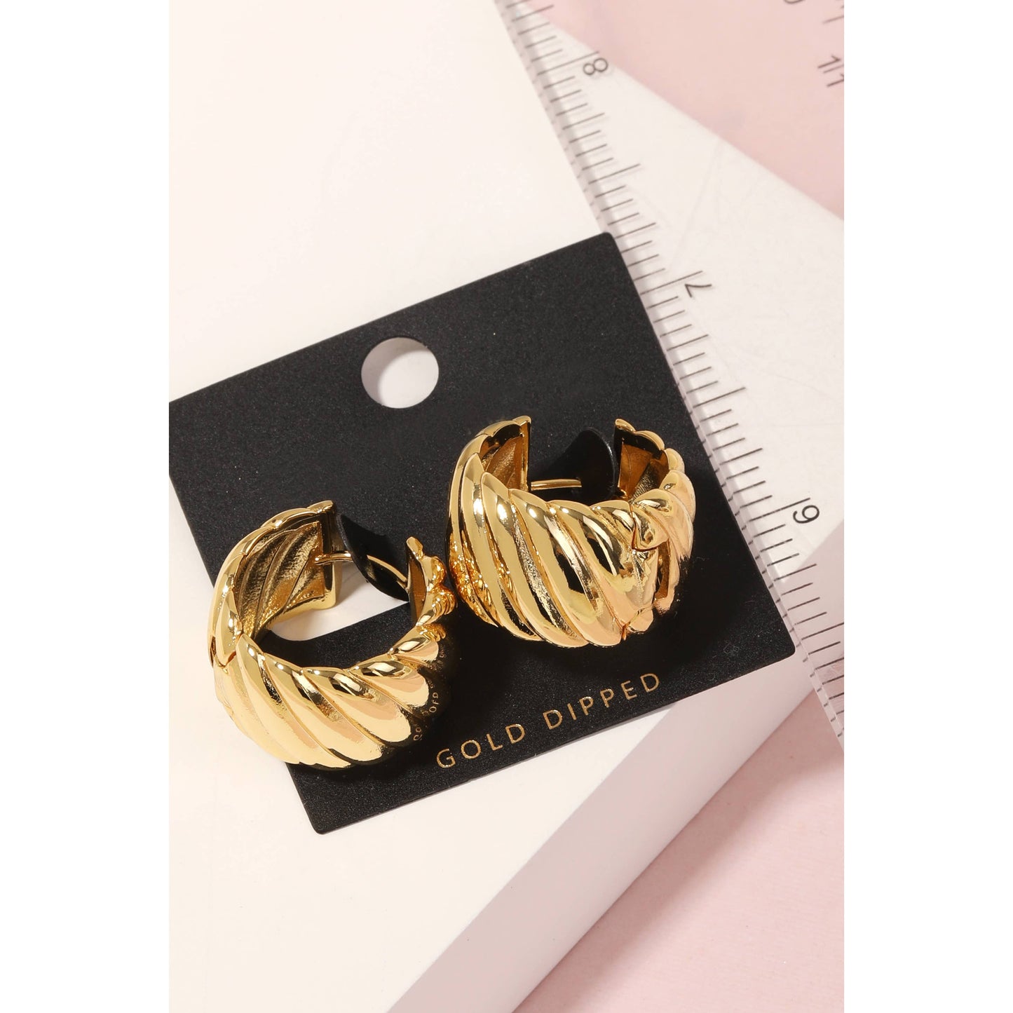 Gold Dipped Ridged Hoop Earrings