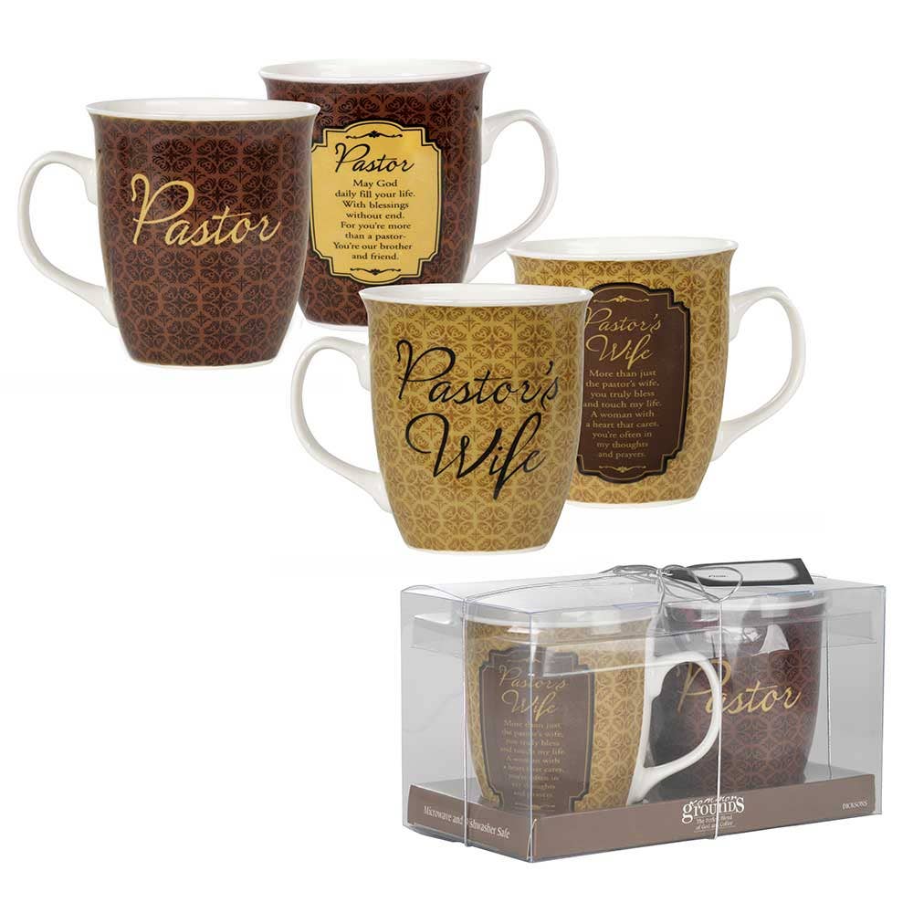 Pastor And Pastor's Wife Stoneware Mug Set 16 oz