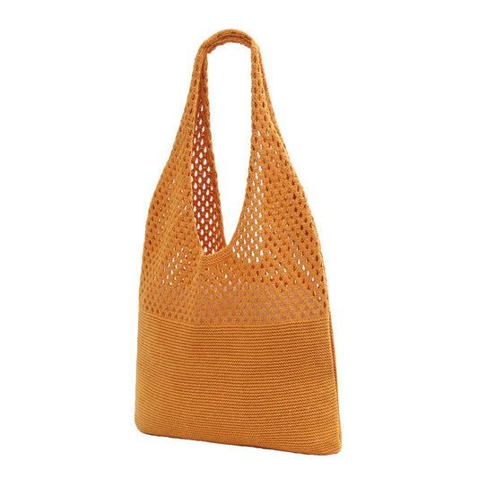 Mesh Knit Bag- Caramel- 100% Polyester