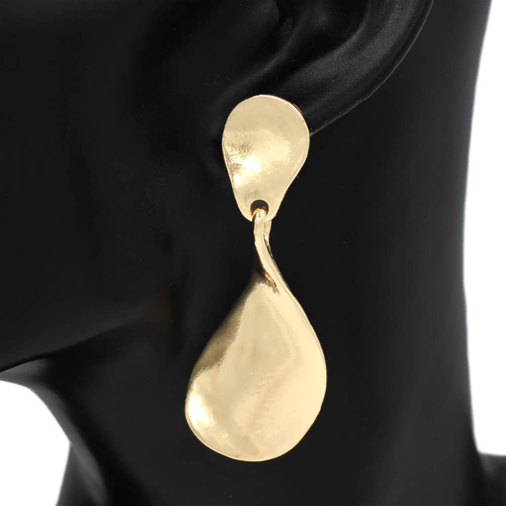 Organic Sculptural Fluid Metal Drop Earrings