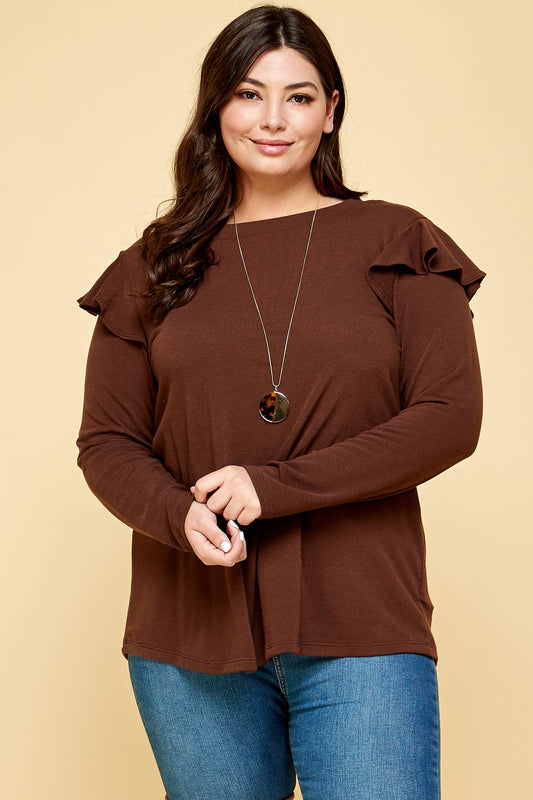 Long Sleeve Ruffle Detail Top