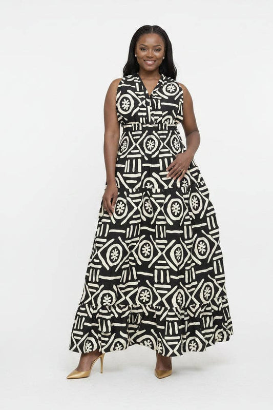 Long Smocked Dress With Scarf 5005-359