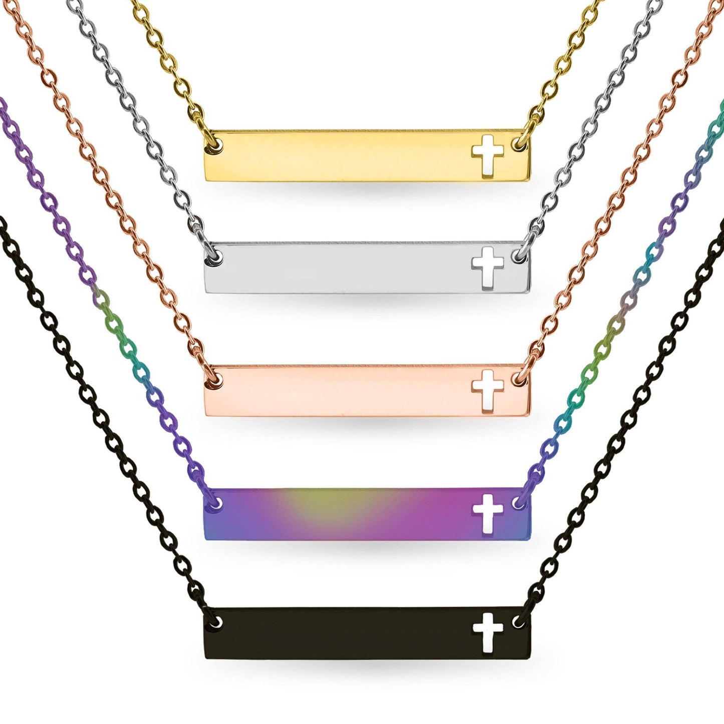 Cutout Cross Bar Stainless Steel Necklace