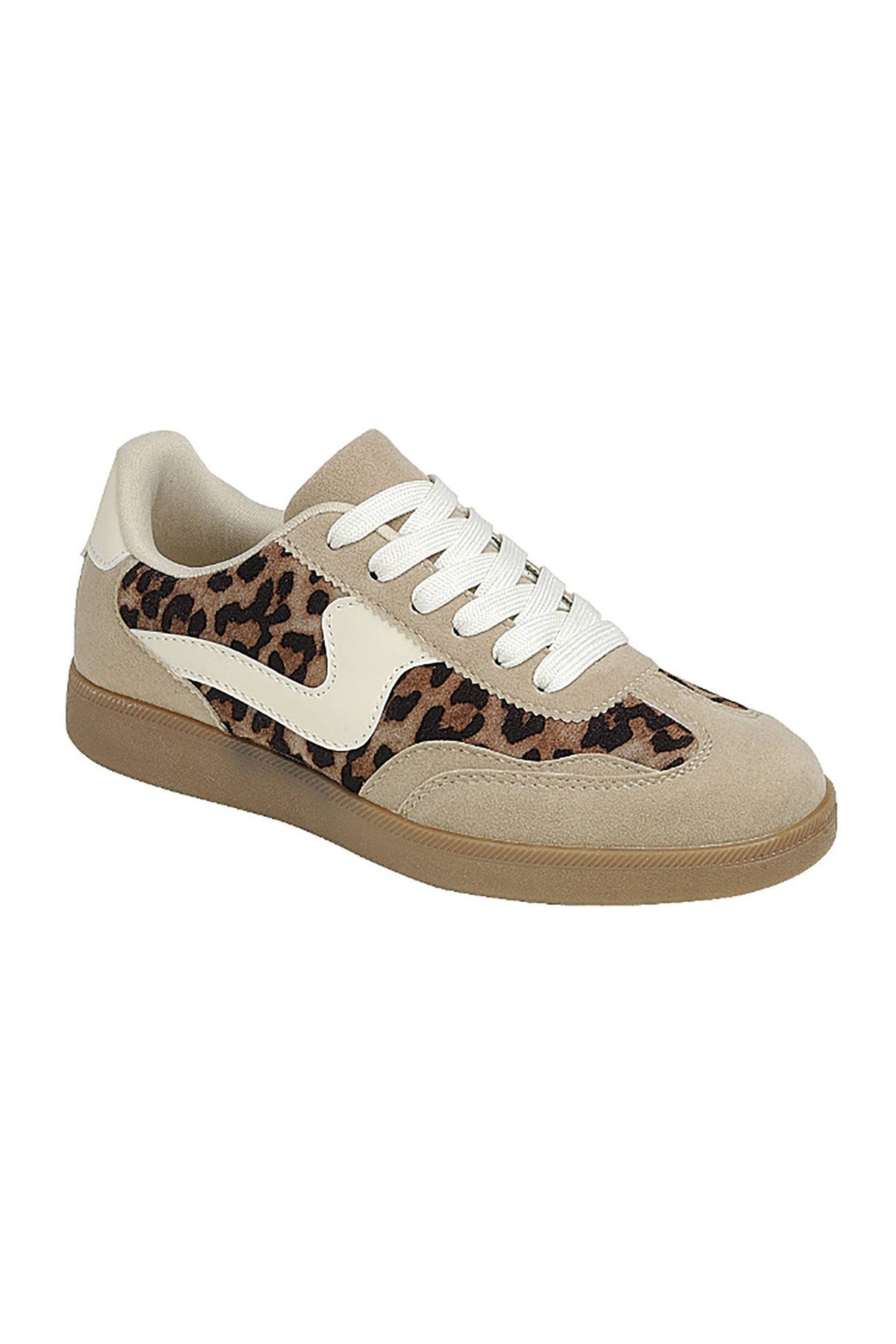 Leopard/Gold Lace Up Womens Sneaker