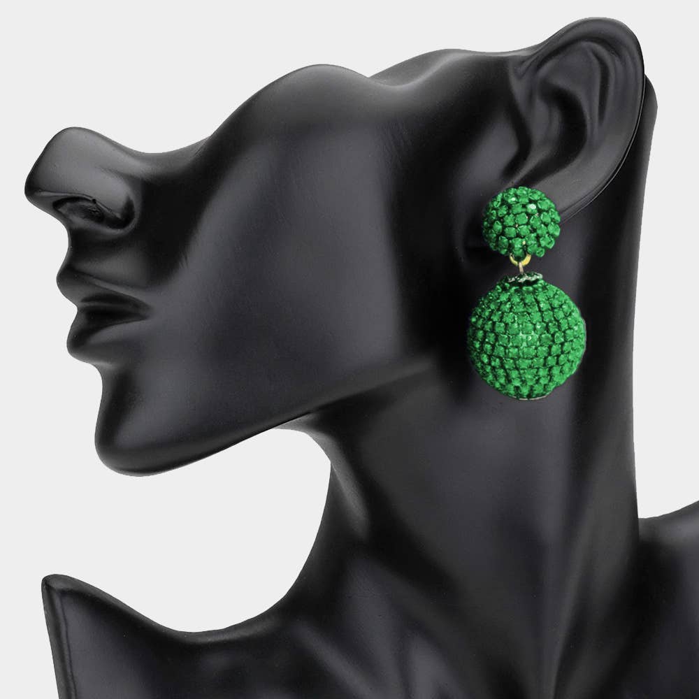 Double Rhinestone Ball Dangle Evening Earrings