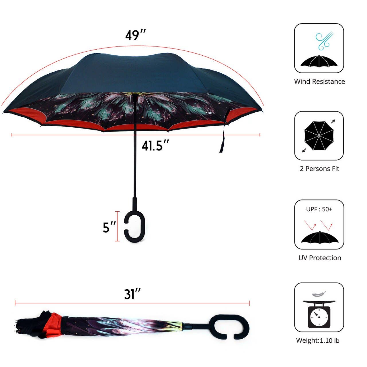 Galaxy Flower Double Layer Inverted Umbrella