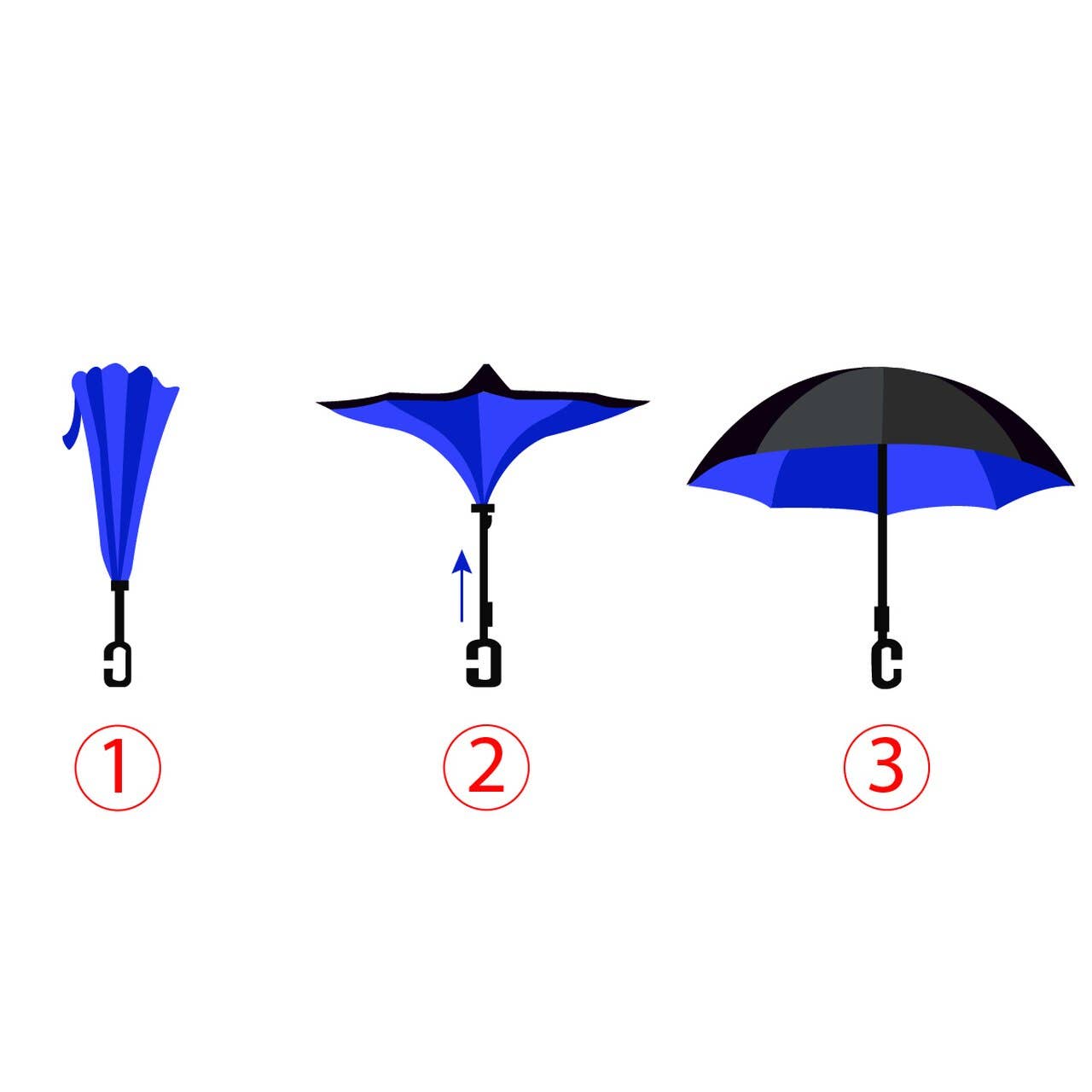 Blue Flower Double Layer Inverted Umbrella