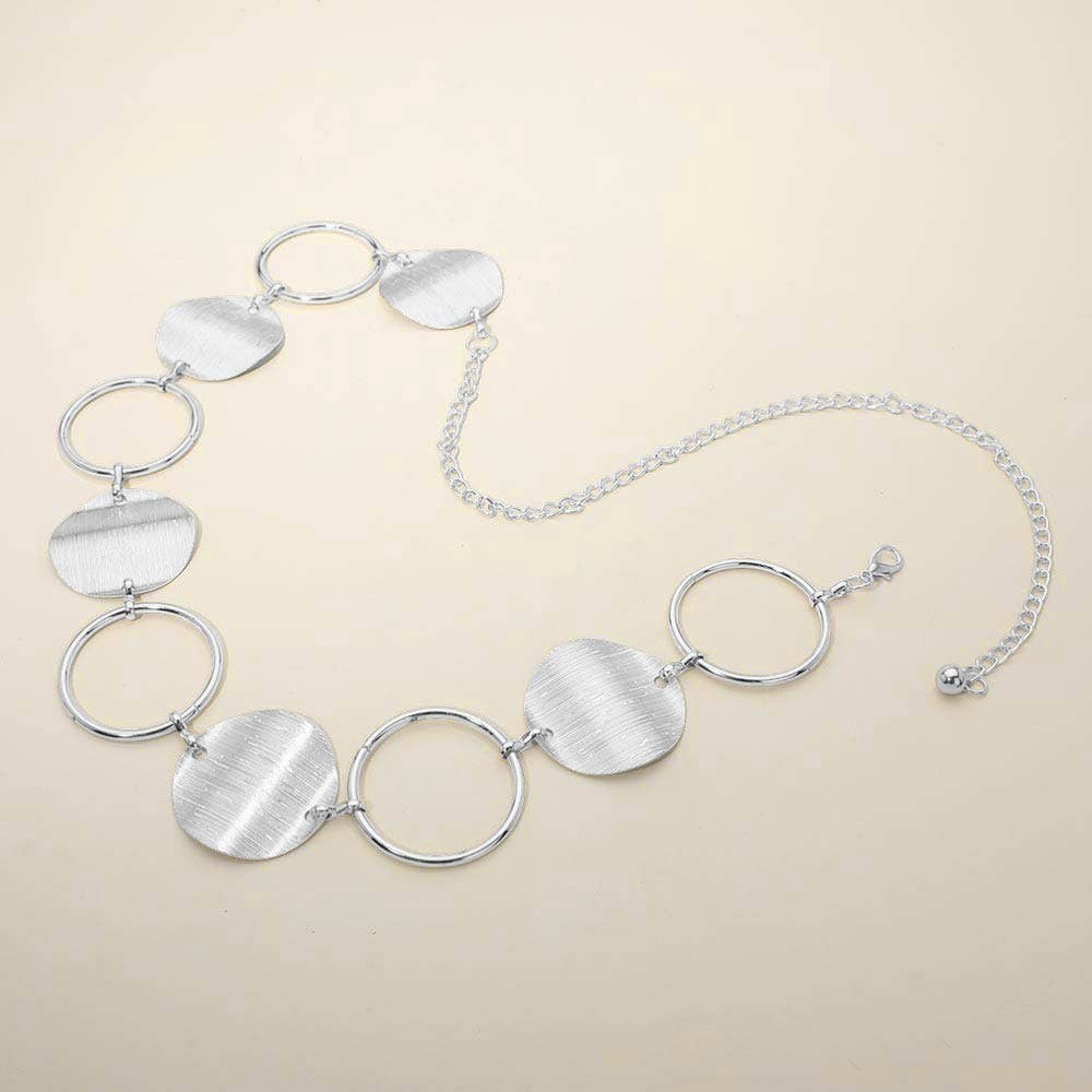 Textured Metal Round Link Chain Waist Belt