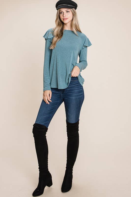 Long Sleeve Ruffle Detail Top