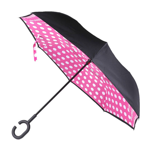 Pink Big Polka Dot Double Layer Inverted Umbrella - UM18063