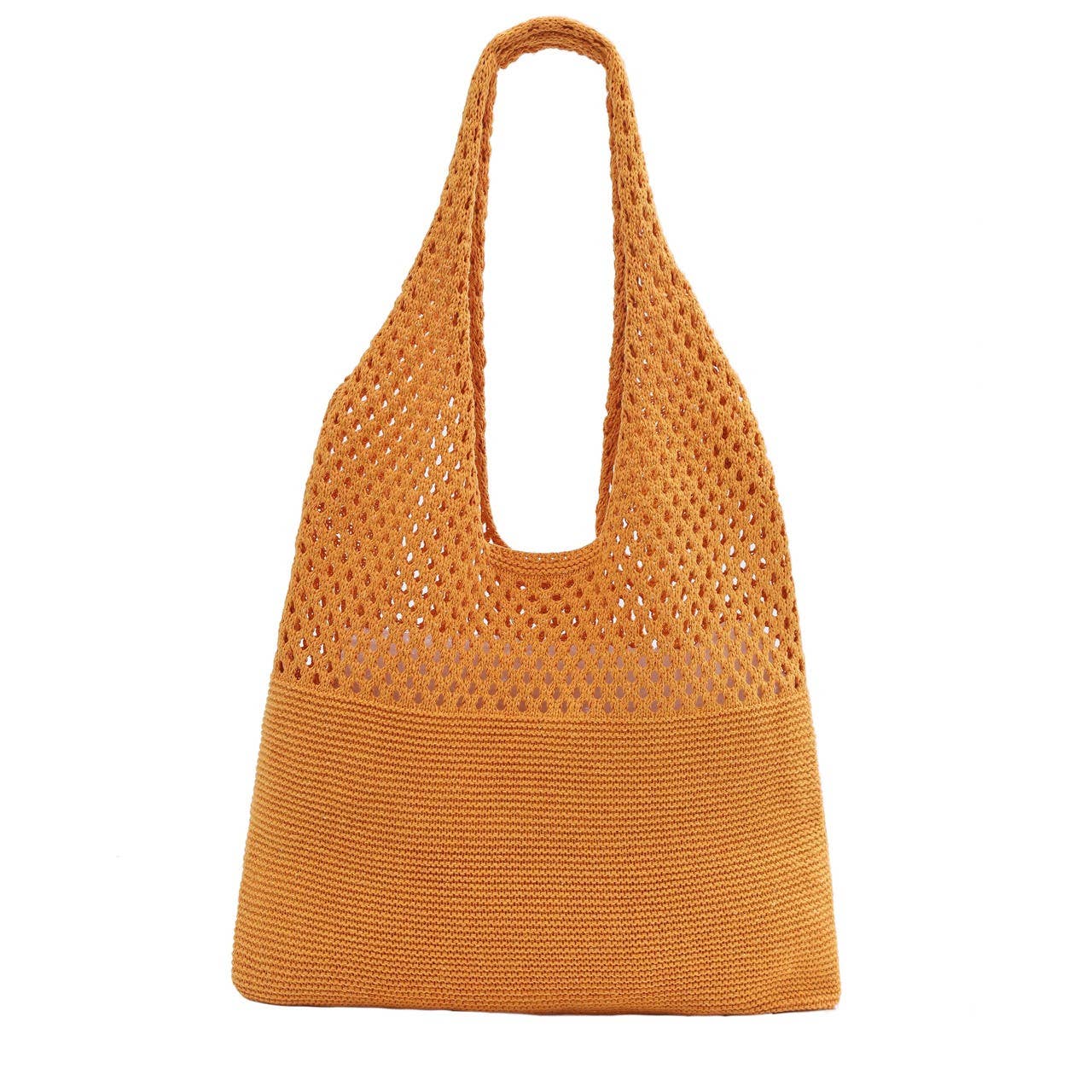 Mesh Knit Bag- Caramel- 100% Polyester