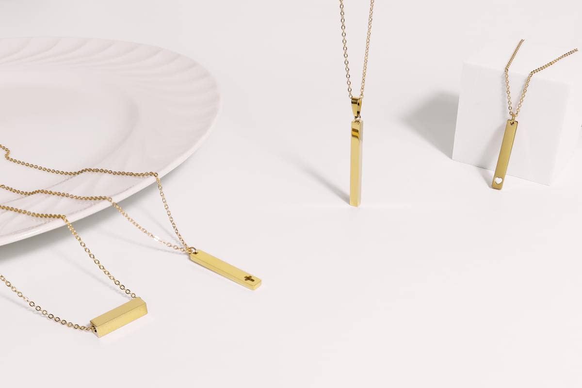 Cutout Cross Bar Stainless Steel Necklace