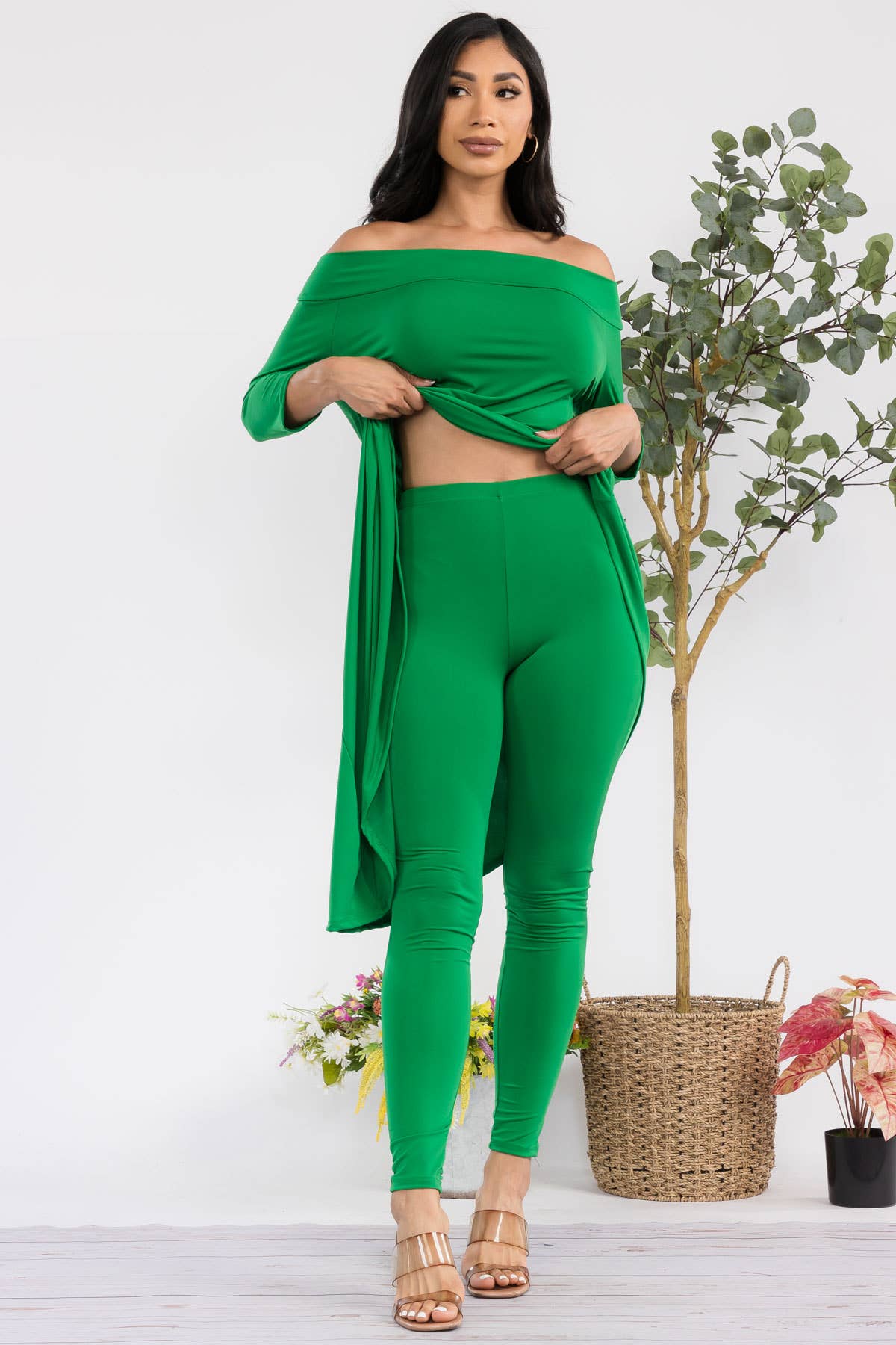 HH690R-S - 2 PC Off Shoulder Top and Legging Set