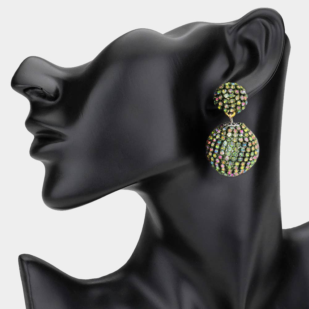 Double Rhinestone Ball Dangle Evening Earrings