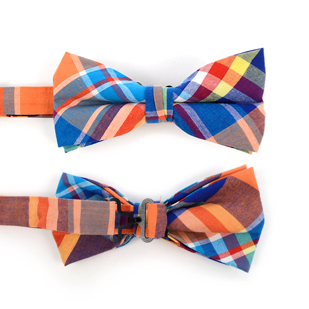 Men's Vivid Color Plaid Bow Tie & Pocket Square