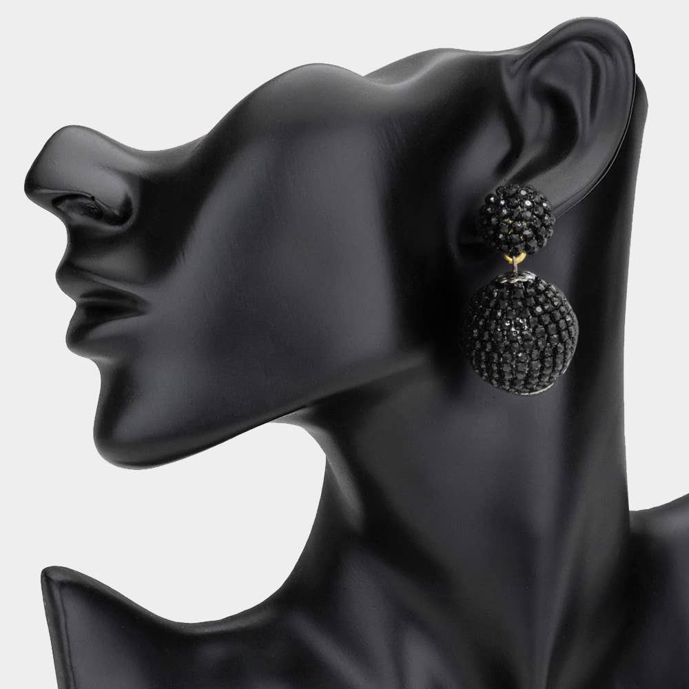 Double Rhinestone Ball Dangle Evening Earrings