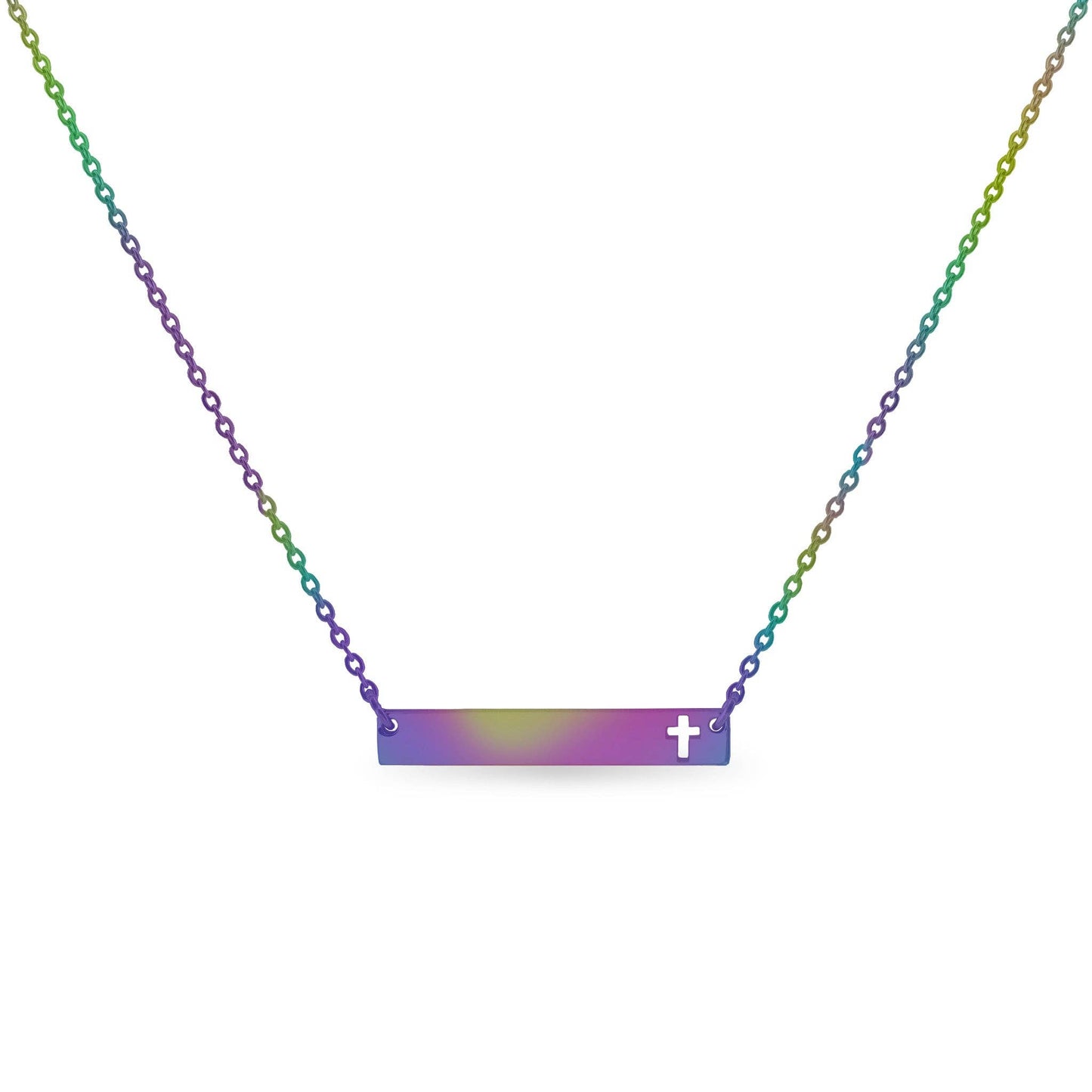 Cutout Cross Bar Stainless Steel Necklace