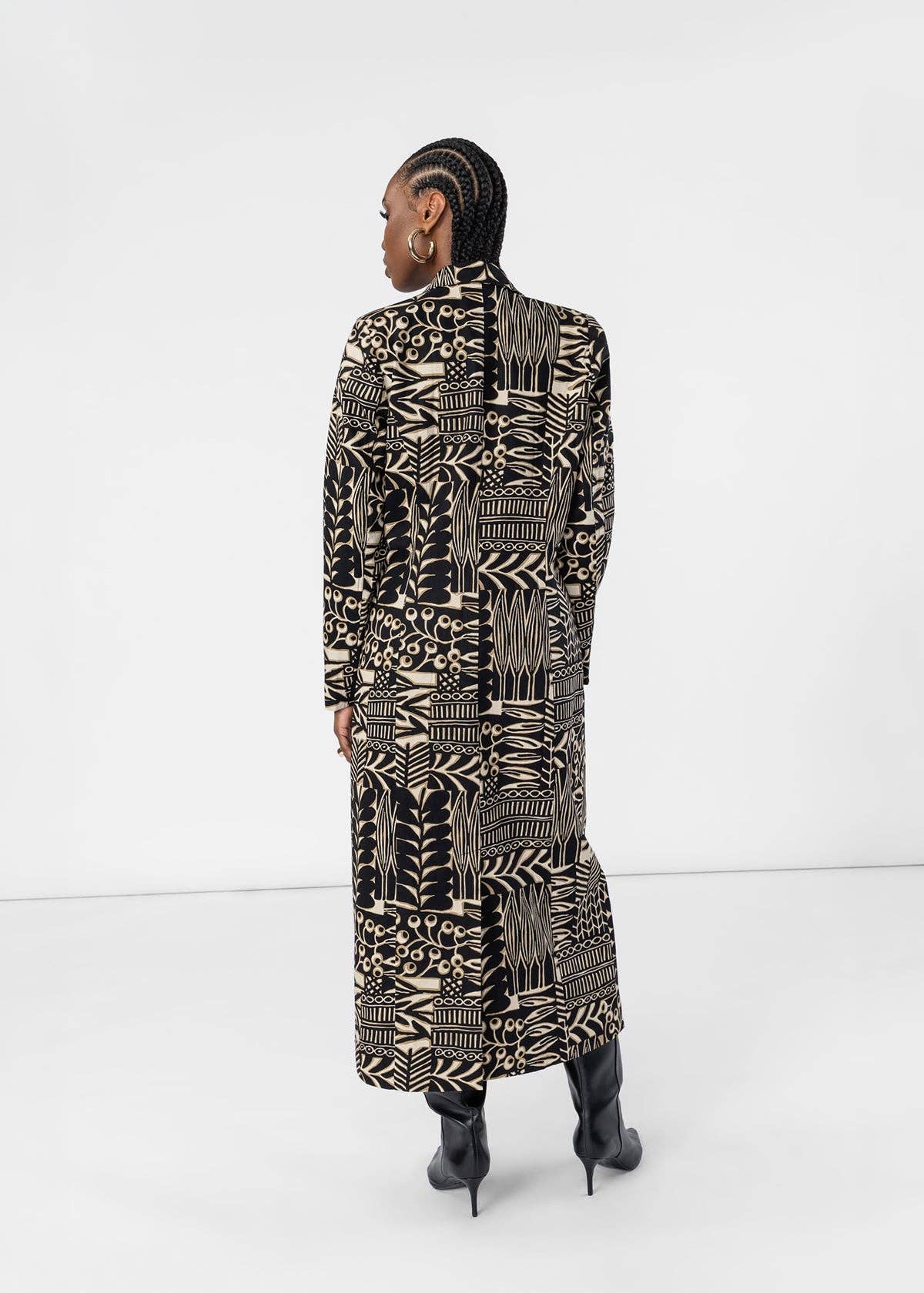 The Laila Heritage Trench Coat | Ebony & Tan Botanical