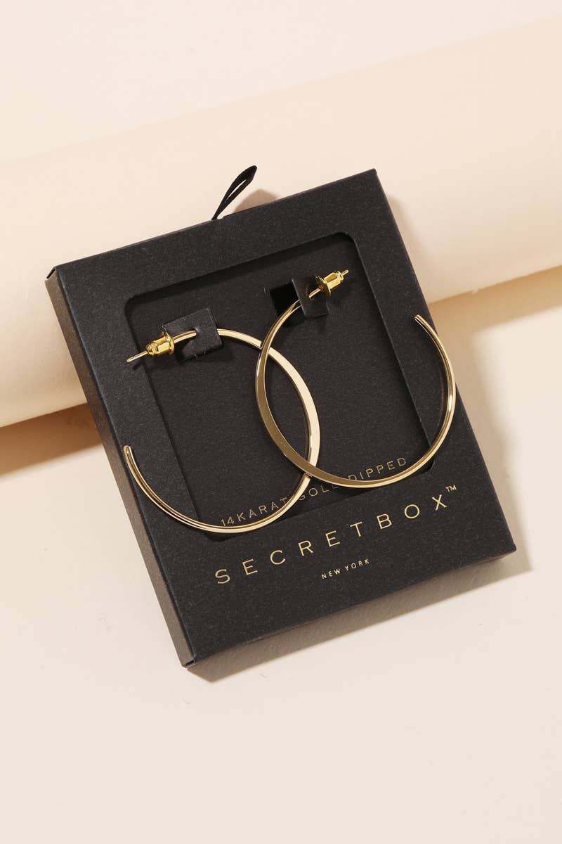 Secret Box Metallic Open Hoop Earrings