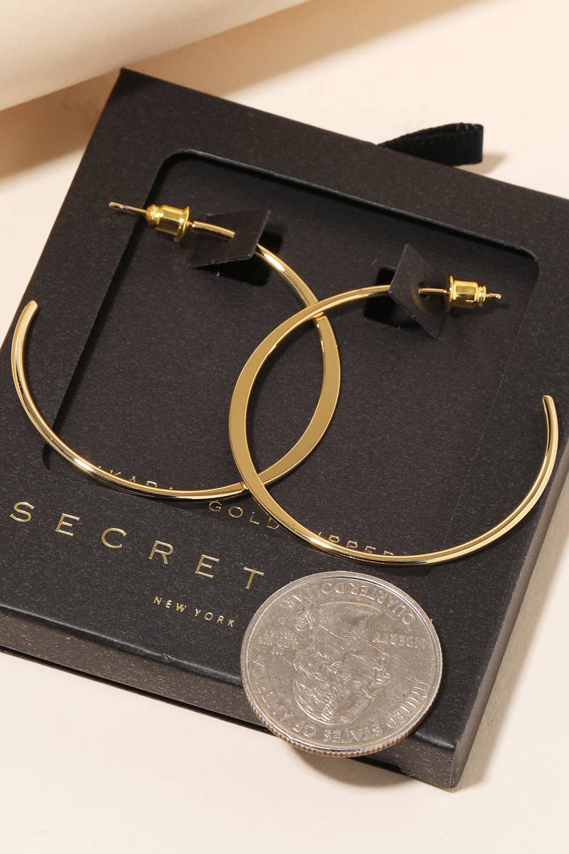 Secret Box Metallic Open Hoop Earrings