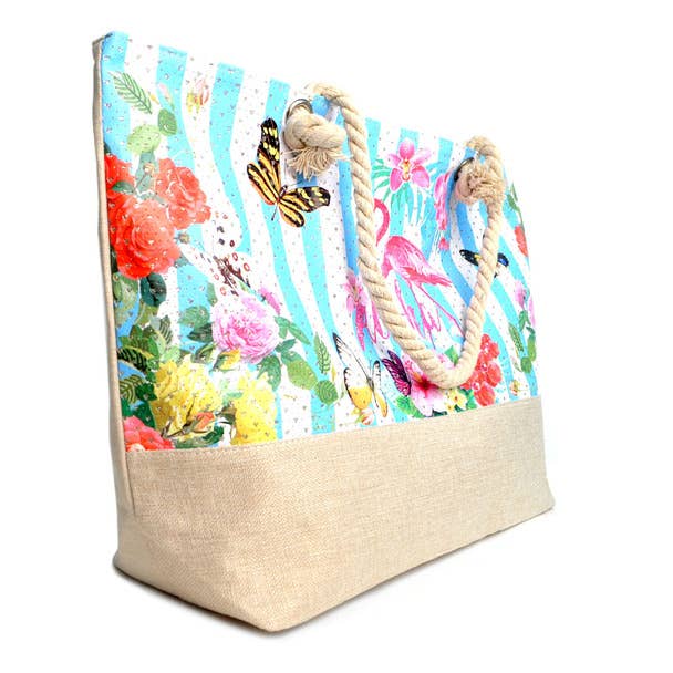 Summer Flower -Aloha- Rhinestone Ladies Tote Bag