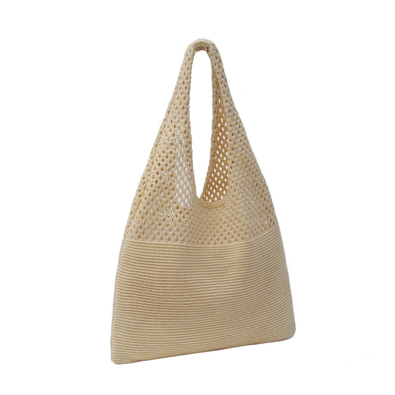 Mesh Knit Bag- Sand- 100% Polyester