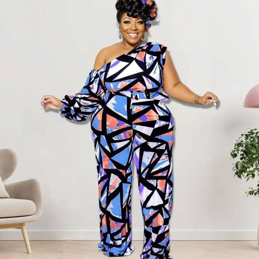Purple Geometric Jumper - Plus Size