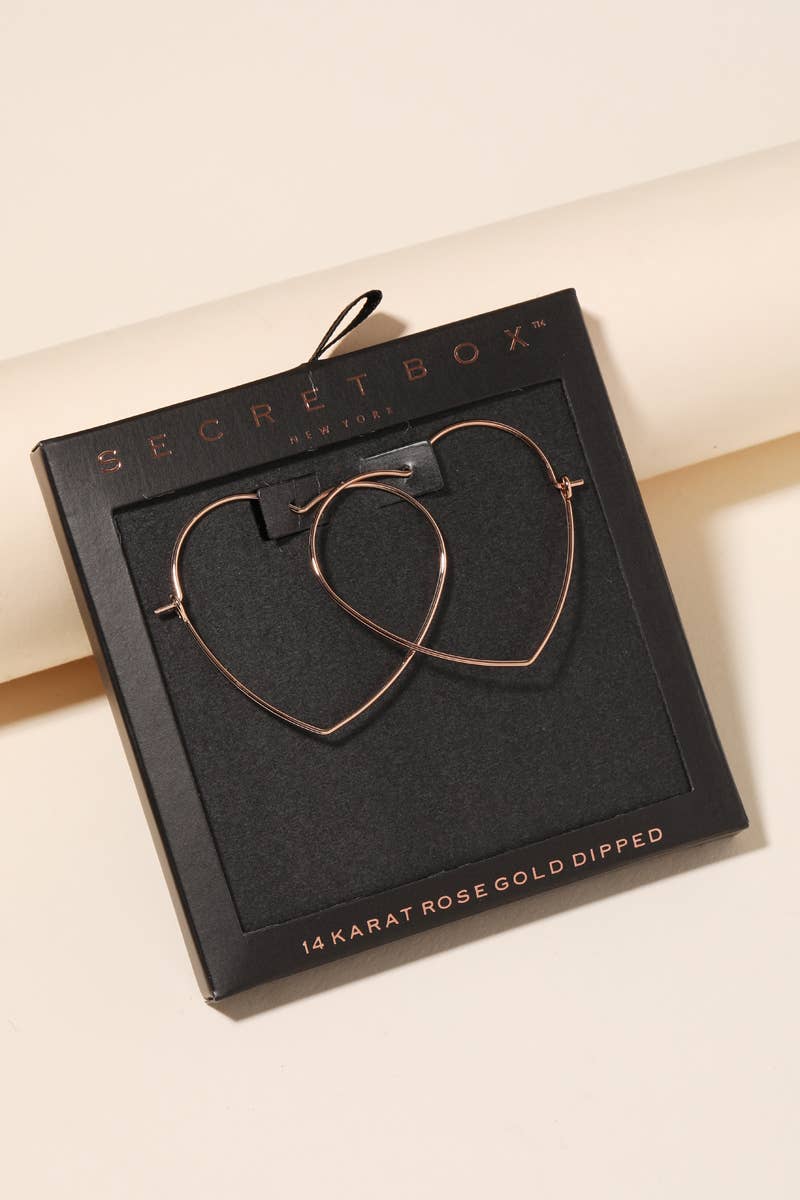 Secret Box Heart Outline Hoop Earrings