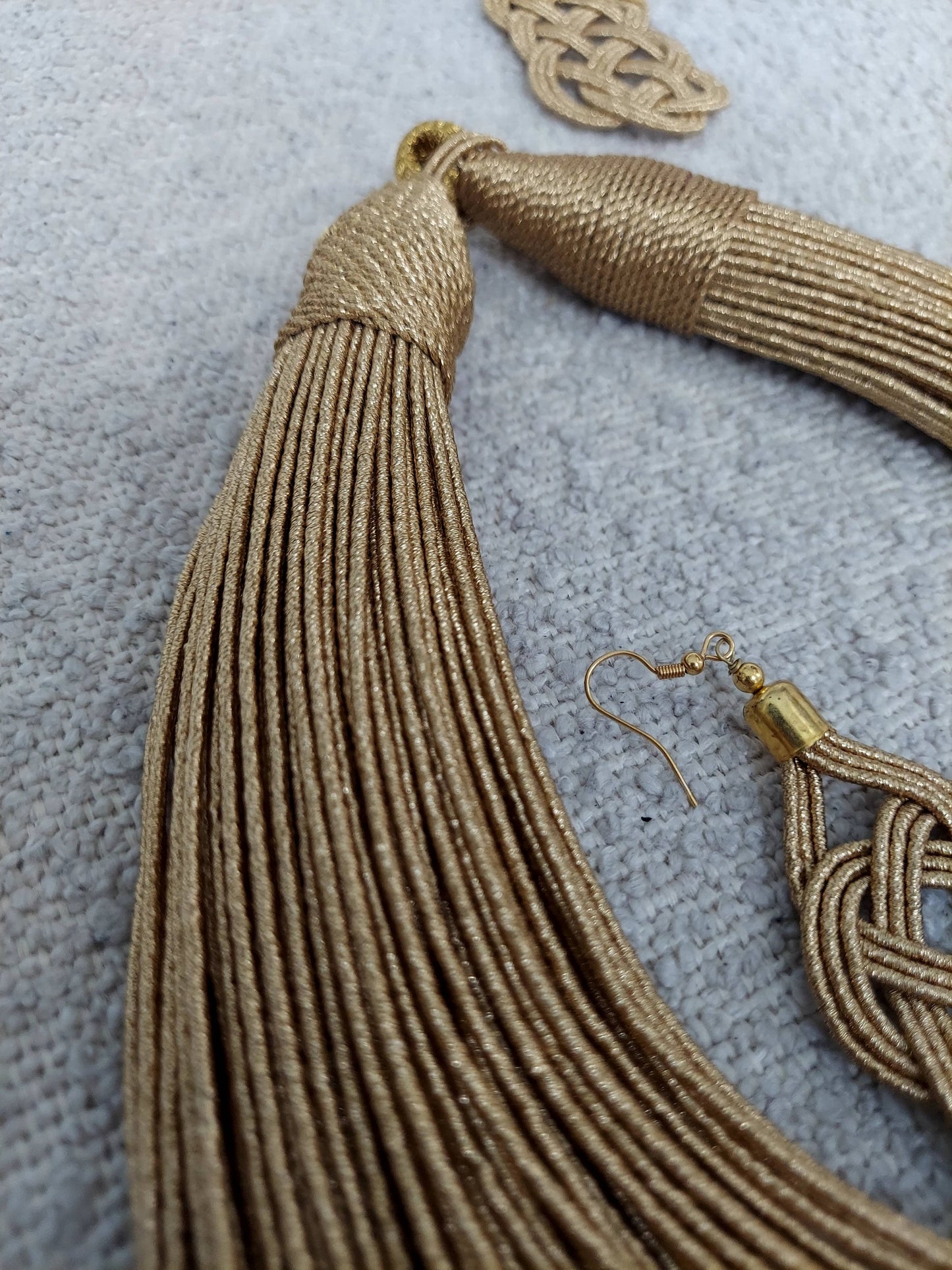 Rope Layered Necklace & Earrings Set Gold