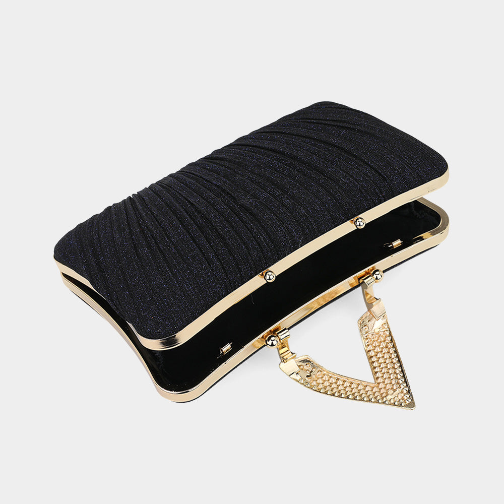 Luminous Stone-Sparkled V-Fold Clutch