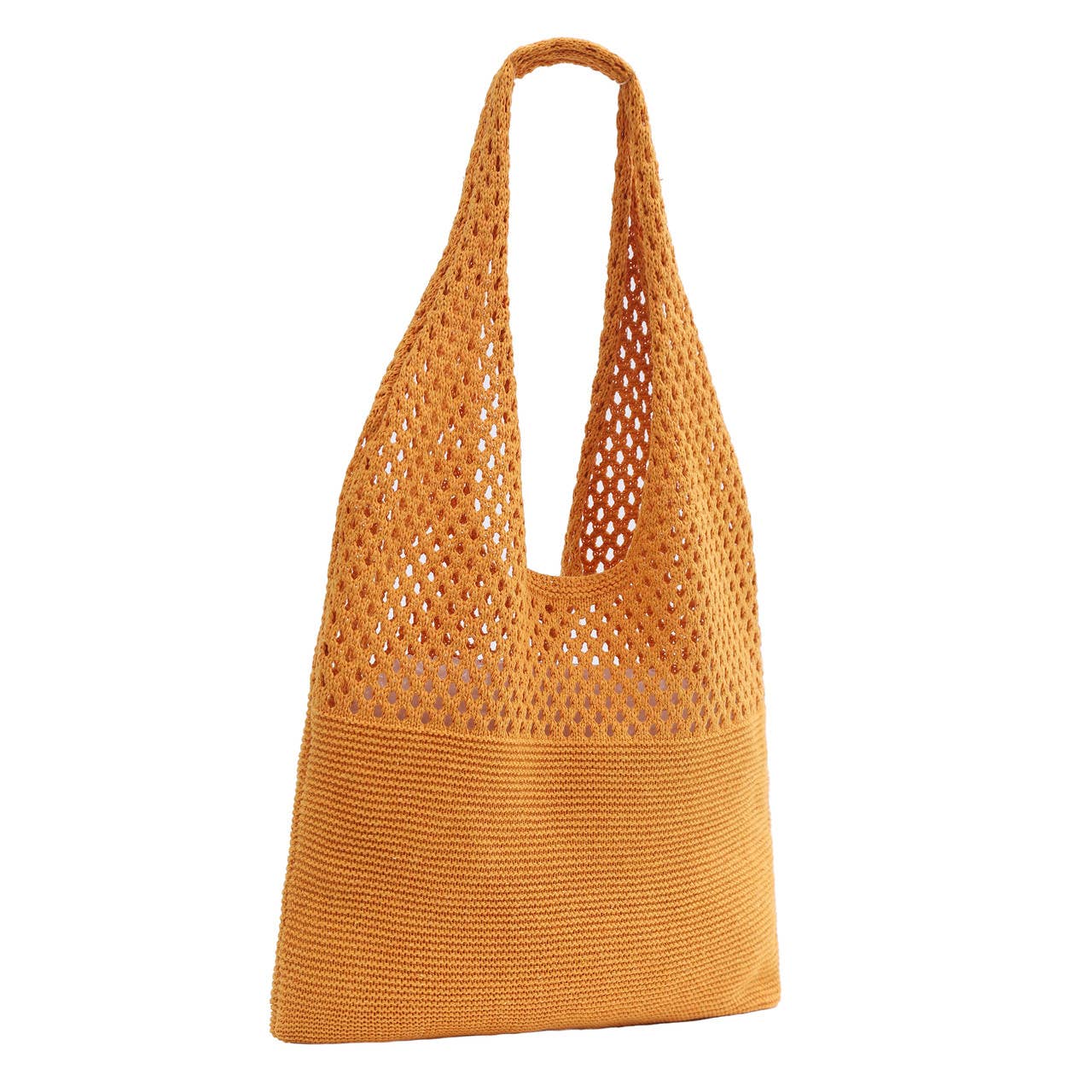 Mesh Knit Bag- Caramel- 100% Polyester