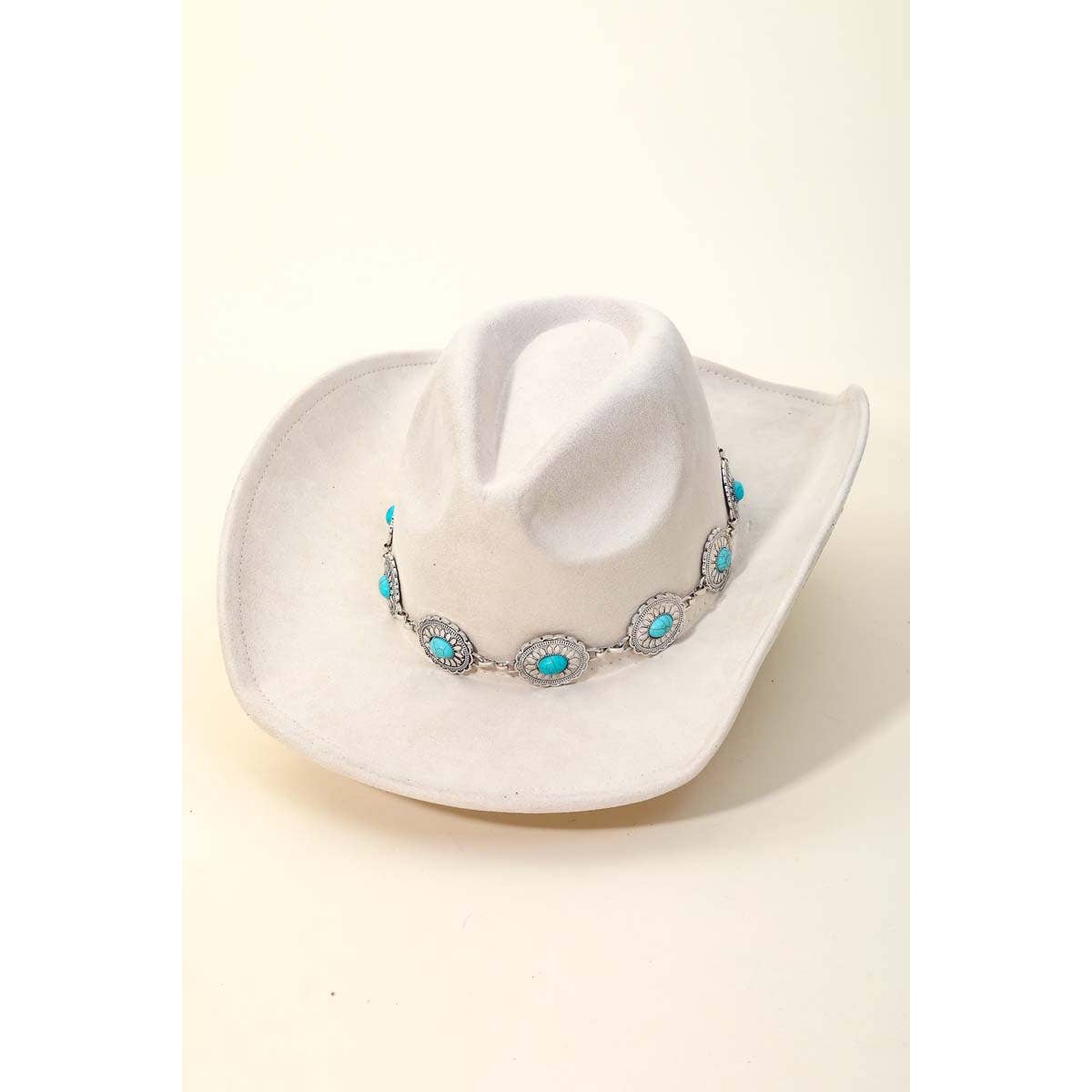 Turquoise Oval Stone Strap Cowboy Hat