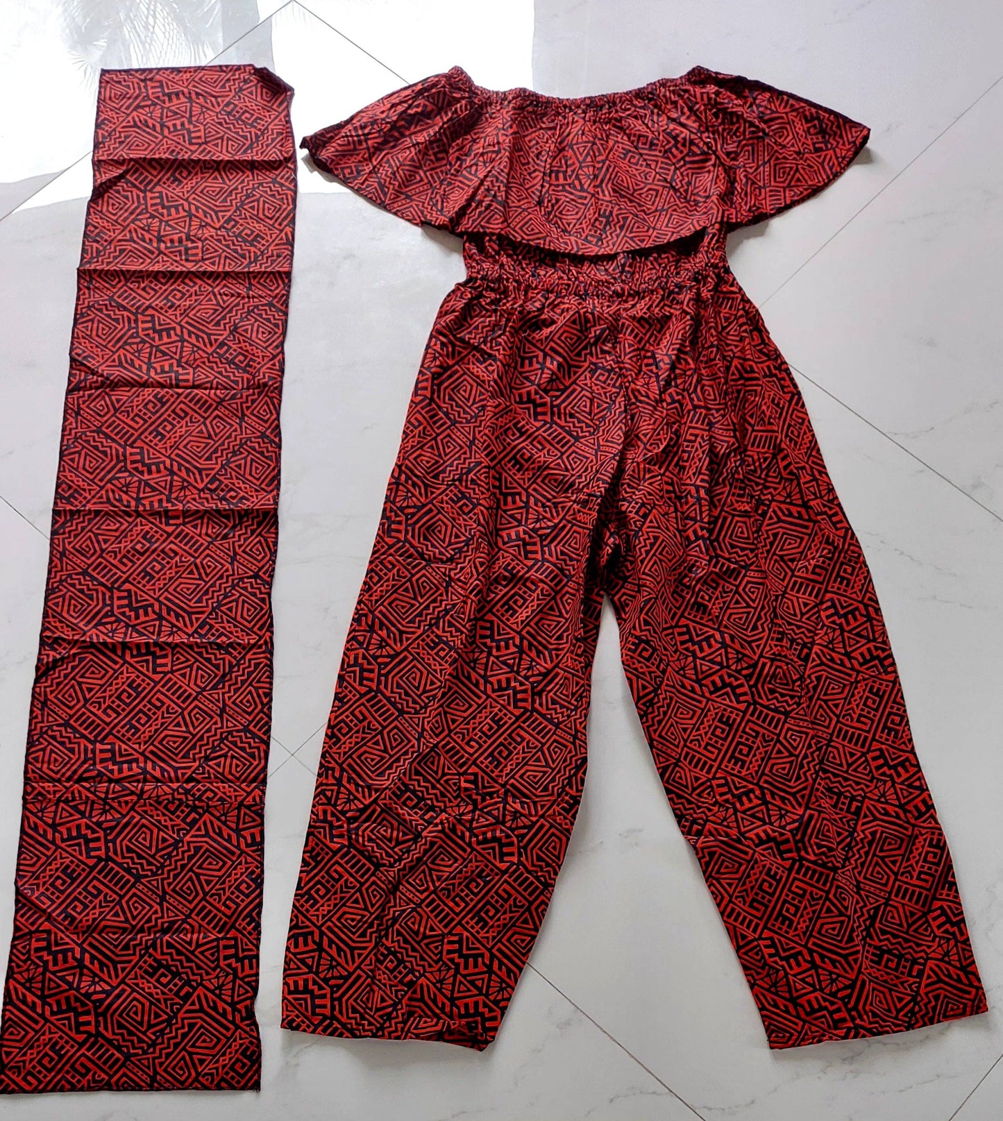 Full Romper / Junpsuit Red/Black -1123