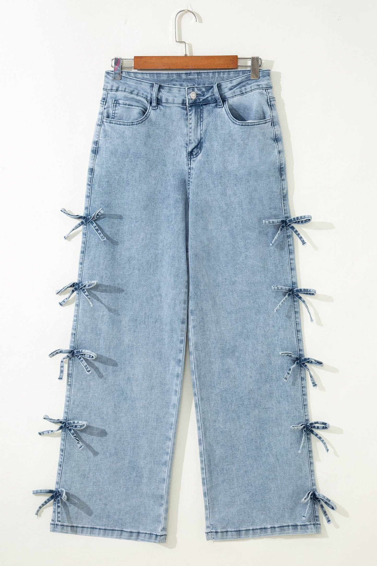 Charming Bow Detail Straight Leg Jeans