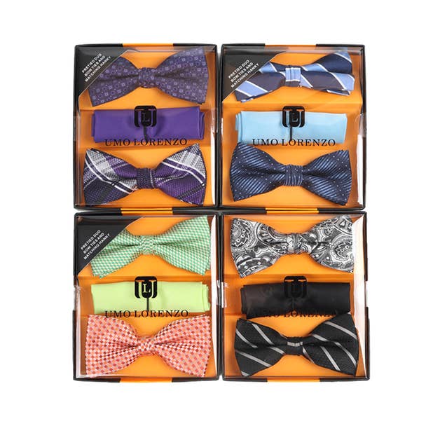 Men's Bow Ties and Matching Hanky