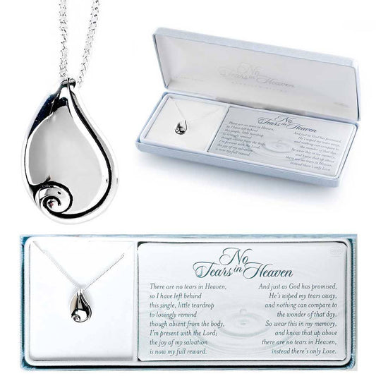 'No Tears In Heaven' Necklace w/18" Chain Silver PLated