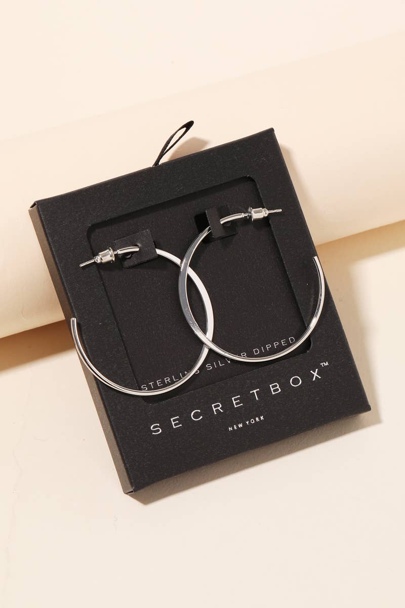 Secret Box Metallic Open Hoop Earrings