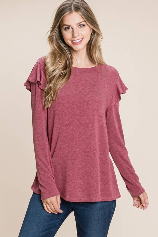 Long Sleeve Ruffle Detail Top