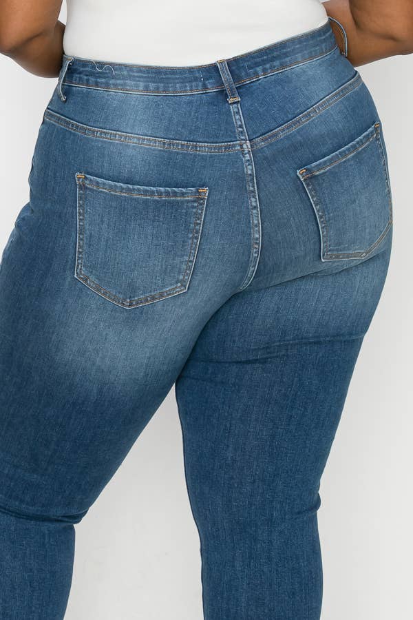 PLUS CURVY SKINNY GENTLY DESTROYED JEANS