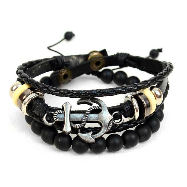 Men's "Anchor" Two Pieces Bracelet Set