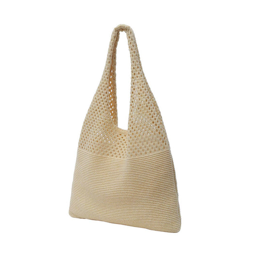 Mesh Knit Bag- Sand- 100% Polyester