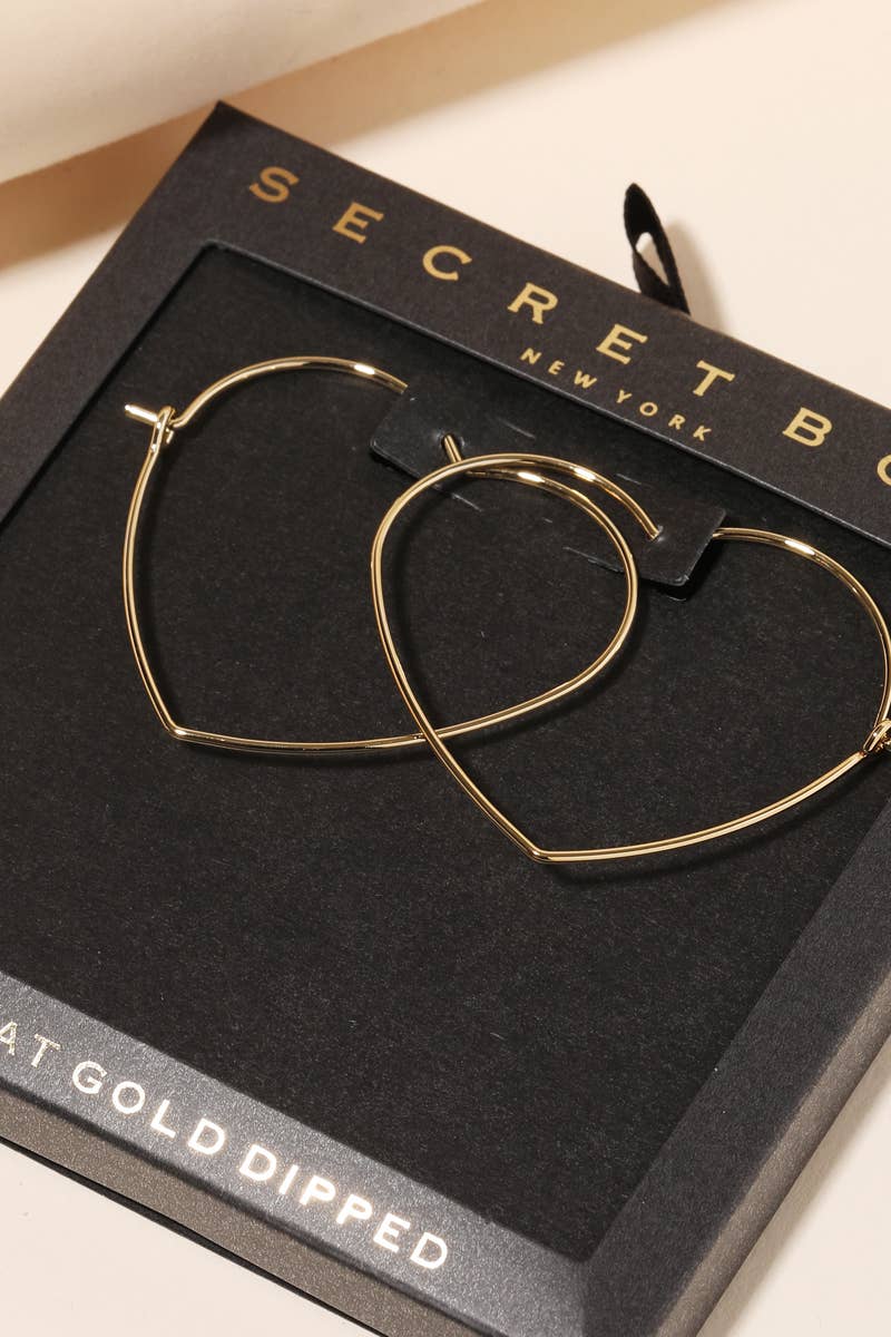 Secret Box Heart Outline Hoop Earrings