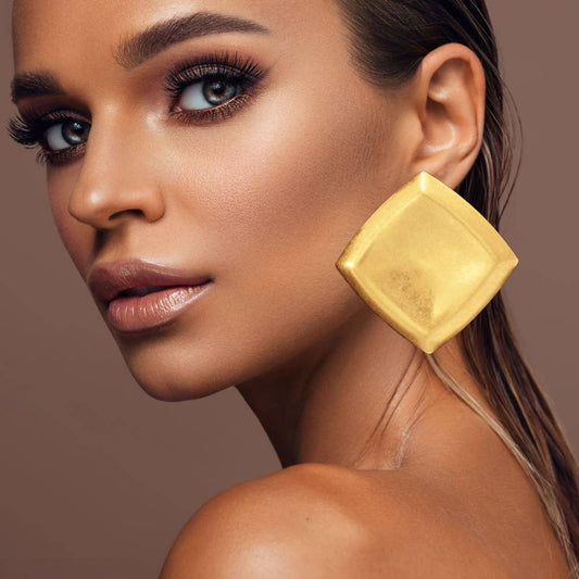 Bold Geometric Metal Statement Earrings