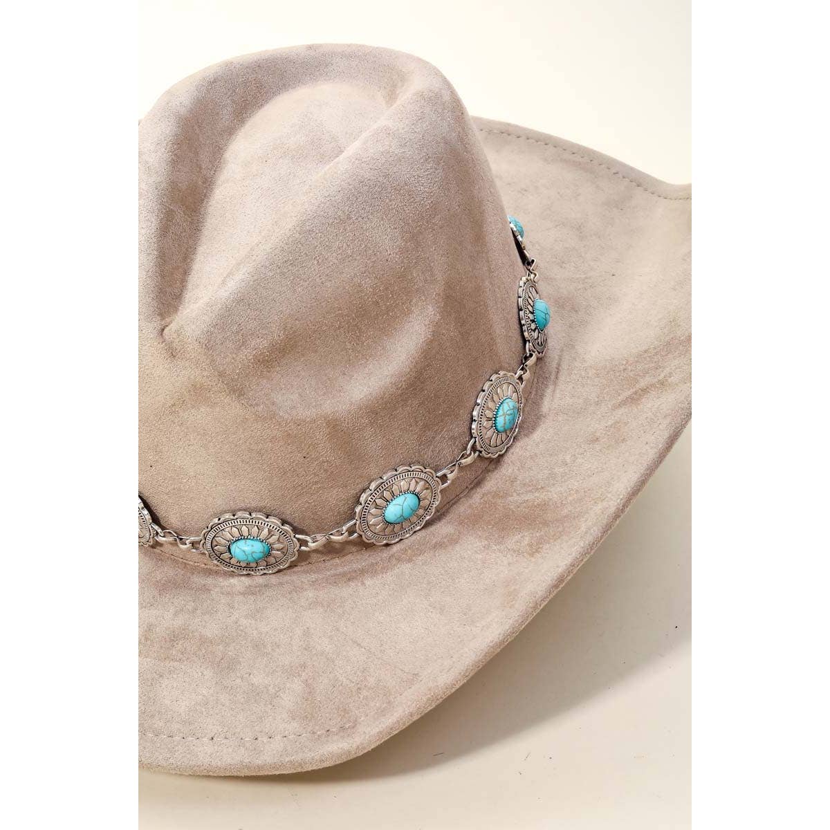 Turquoise Oval Stone Strap Cowboy Hat