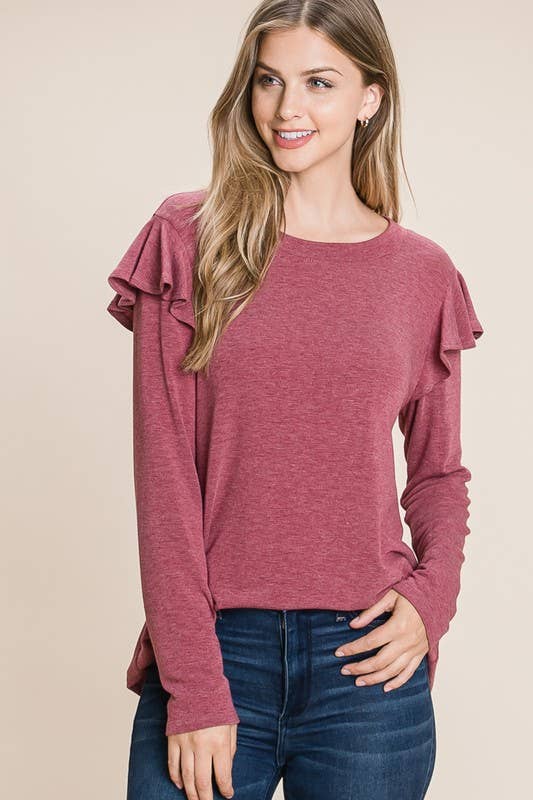 Long Sleeve Ruffle Detail Top