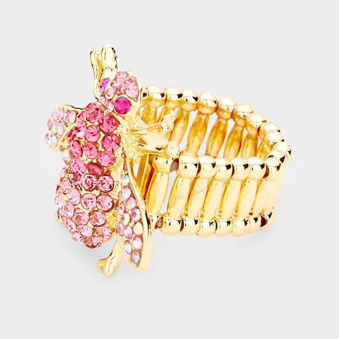 Crystal Honey Bee Stretch Ring