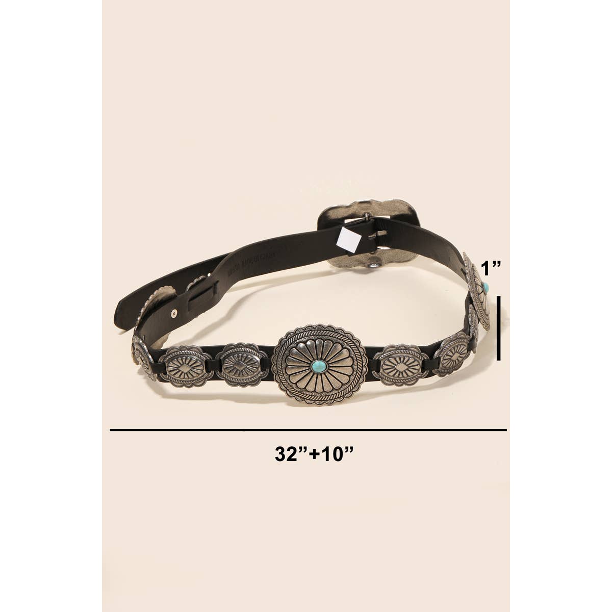 Faux Leather Concho Western Belt