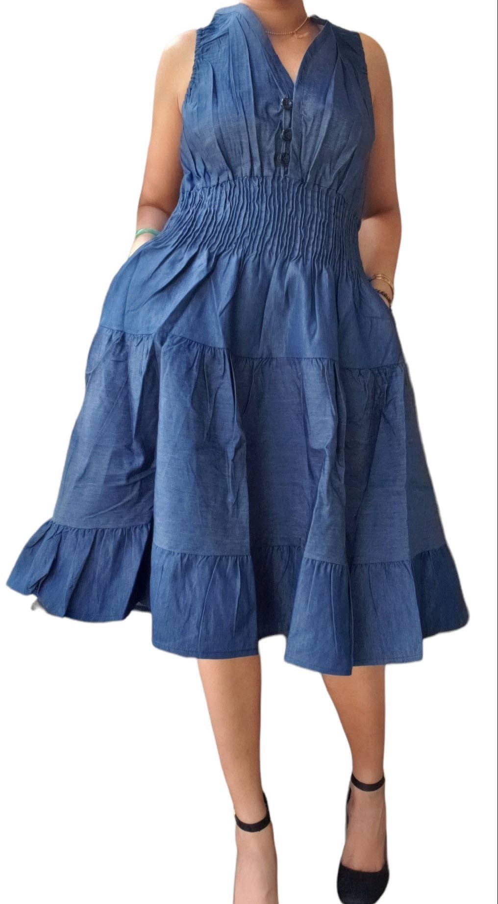 Women's Mid Length  Denim Dress